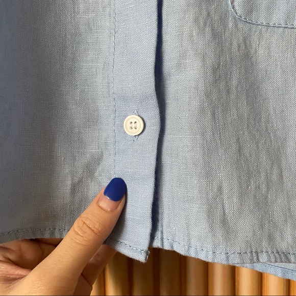 NEW Zara linen button down shirt blouse blogger style aritzia djerf avenue - Picture 5 of 6